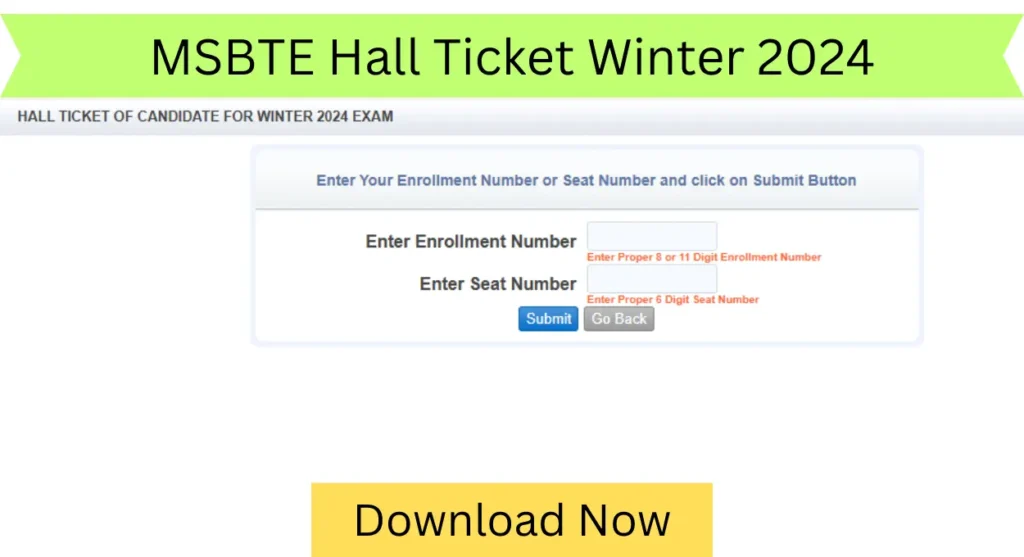 MSBTE Hall Ticket Winter 2024